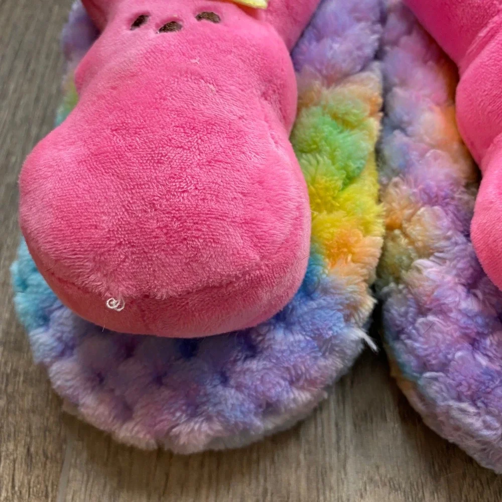 Peeps Kids Rainbow Tie Dye Plush Bunny Slippers Pink‎ Easter Medium 13-1